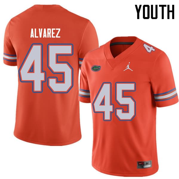 Youth NCAA Florida Gators Carlos Alvarez #45 Stitched Authentic Jordan Brand Orange College Football Jersey KUH6265KZ